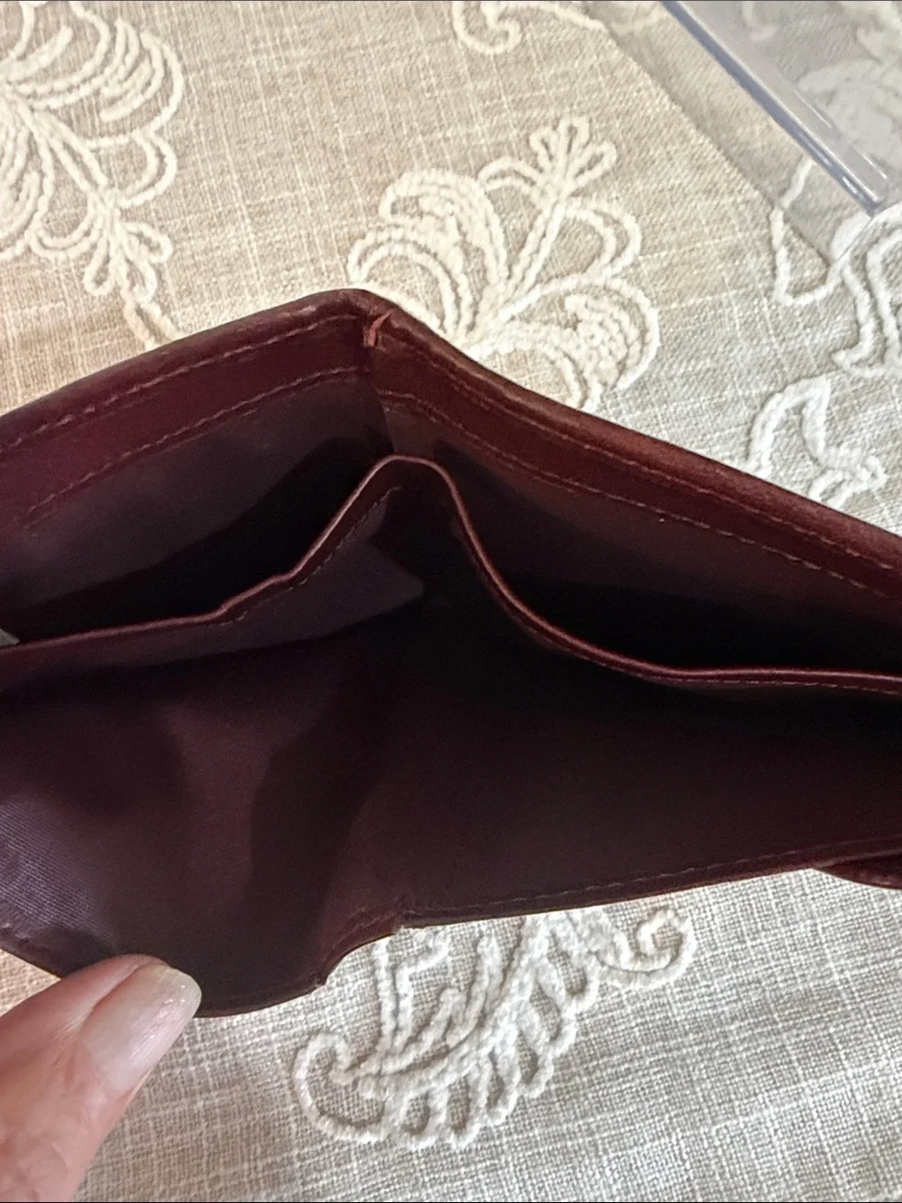 Etienna Aigner Vintage Brown/Burgundy Woven Soft Leather Bifold Wallet